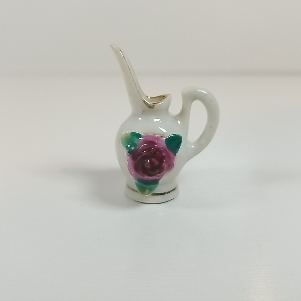 Vintage Original Porcelain Mini Creamer with 3D Rose Made in Japan